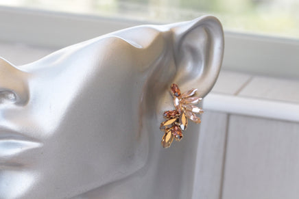 BLUSH PINK EARRINGS, Vintage Rose Gold earrings, Morganite Crystal Wedding jewelry, Antique Pink Earrings, Cluster Studs, Bridal Earrings