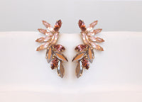BLUSH PINK EARRINGS, Vintage Rose Gold earrings, Morganite Crystal Wedding jewelry, Antique Pink Earrings, Cluster Studs, Bridal Earrings