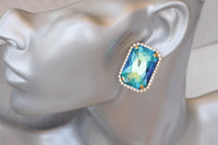 ROYAL BLUE EARRINGS, Huge Stud Earrings, Sapphire Crystal Earrings, Large Cocktail Earrings, Big Statement Blue Earrings, Capri blue Earring