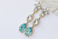 BLUE LONG EARRINGS, Bridal Aquamarine Earrings, Statement Blue Topaz Crystal Earrings,Light Blue Earrings,Wedding Earrings, Dangle Earrings