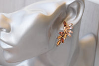 BLUSH PINK EARRINGS, Vintage Rose Gold earrings, Morganite Crystal Wedding jewelry, Antique Pink Earrings, Cluster Studs, Bridal Earrings