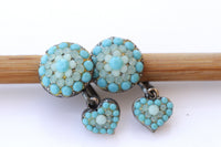 TURQUOISE AND Mint Earrings, Heart Shaped Earrings, Turquoise Vintage earrings, Blue Turquoise Crystal earrings,  gift for Christmas , Wife