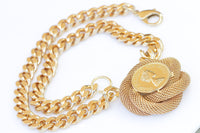 COIN NECKLACE, Chunky Gold Plated Necklace, Gourmet Chunky Necklace, Gold Coin Necklace, Coin Big Pendant, Gold Statement Gold Link Choker