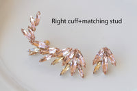 BLUSH CLIMBING EARRINGS, Ear Climber Earring, Ear Crawler Earrings, Light Pink Crystal Jewelry, Bridal Earrings, Morganite Crystal Earrings