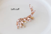 BLUSH CLIMBING EARRINGS, Ear Climber Earring, Ear Crawler Earrings, Light Pink Crystal Jewelry, Bridal Earrings, Morganite Crystal Earrings