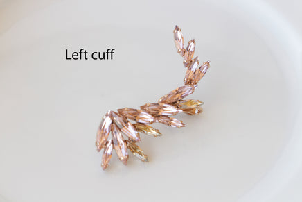 BLUSH CLIMBING EARRINGS, Ear Climber Earring, Ear Crawler Earrings, Light Pink Crystal Jewelry, Bridal Earrings, Morganite Crystal Earrings