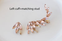 BLUSH CLIMBING EARRINGS, Ear Climber Earring, Ear Crawler Earrings, Light Pink Crystal Jewelry, Bridal Earrings, Morganite Crystal Earrings