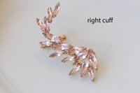 BLUSH CLIMBING EARRINGS, Ear Climber Earring, Ear Crawler Earrings, Light Pink Crystal Jewelry, Bridal Earrings, Morganite Crystal Earrings