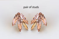 BLUSH CLIMBING EARRINGS, Ear Climber Earring, Ear Crawler Earrings, Light Pink Crystal Jewelry, Bridal Earrings, Morganite Crystal Earrings