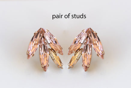 BLUSH CLIMBING EARRINGS, Ear Climber Earring, Ear Crawler Earrings, Light Pink Crystal Jewelry, Bridal Earrings, Morganite Crystal Earrings