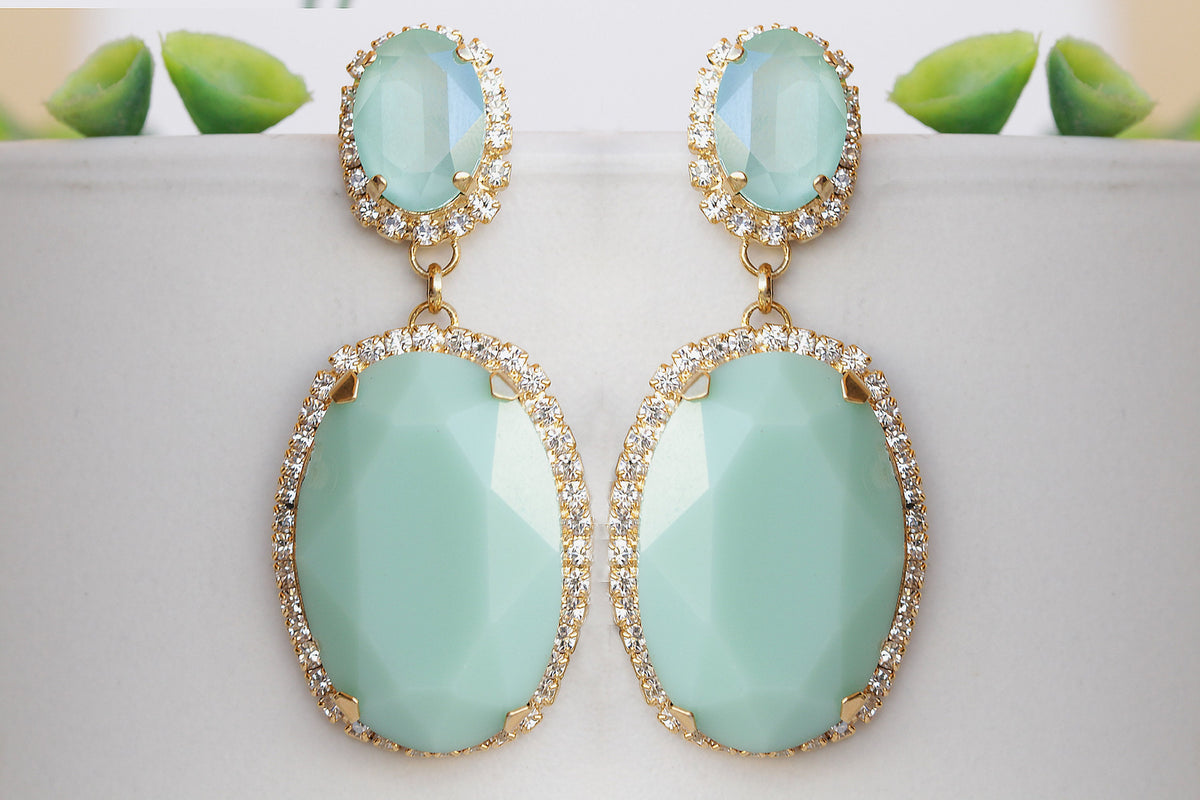 Mint Green Earrings Silver