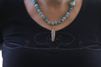 AGATE NECKLACE, Beaded Agate And Blue Turquoise Necklace, Gift For Her, 2 necklaces Set, Feather Pendant Necklace, Layered Gemstone Necklace