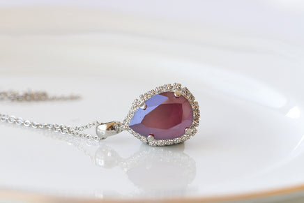 BURGUNDY NECKLACE Vintage Looking Jewelry Set, Bridesmaid Maroon Necklace, Bordeaux Bridal Necklace, Classic Necklace Earrings Bracelet Set