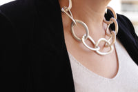 SILVER Chunky Necklace, Large Links Chain Necklace For Woman Gift, Statement Silver necklace,Thick Necklace, Gift For Her , Vintage Necklace