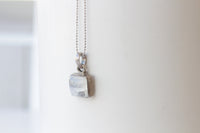 MOONSTONE SILVER STERLING 925 Necklace ,June Birthstone Necklace ,Square White Pendant, Rainbow Moonstone Necklace, Dainty Bridal Necklace