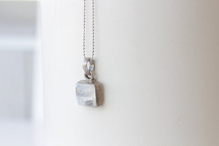 MOONSTONE SILVER STERLING 925 Necklace ,June Birthstone Necklace ,Square White Pendant, Rainbow Moonstone Necklace, Dainty Bridal Necklace