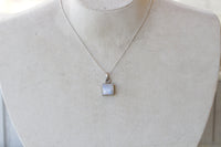 MOONSTONE SILVER STERLING 925 Necklace ,June Birthstone Necklace ,Square White Pendant, Rainbow Moonstone Necklace, Dainty Bridal Necklace