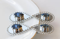 Navy Blue BRIDAL EARRINGS, Dark Blue Wedding Evening  Earrings, Teardrop Formal Earrings, Silver Blue Extra Large Long Statement Earrings