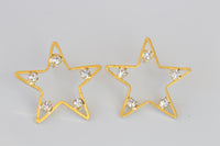 GOLD STAR EARRINGS, Rhinestone Crystal earrings, Minimalist Wedding jewelry, Dainty Star Stud Earrings,Black Earring, Turquoise Star Earring