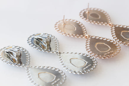 Rose Gold BRIDAL EARRINGS, Blush Pink Wedding Earrings, Morganite Crystal Earrings, Extra Large Statement Earrings, Mother Of The bride gift