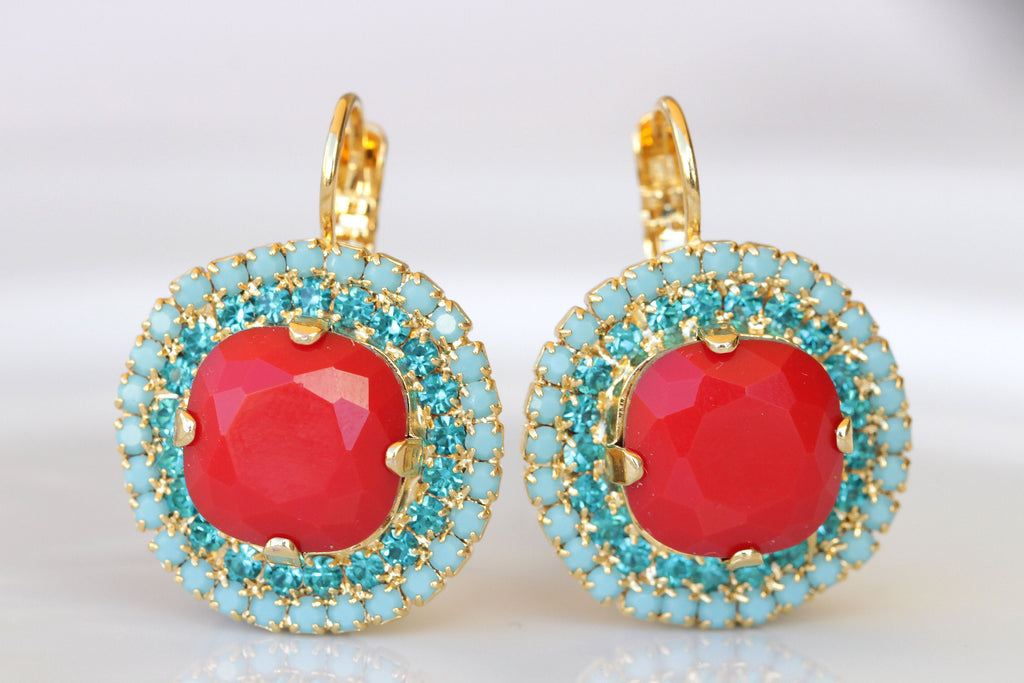 CORAL And Turquoise earrings