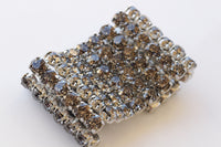 GRAY BRACELET,  Wedding Chunky Bracelet, Dark Grey Silver Formal Bracelet, Bridal Black Diamond Statement Bracelet, Woman Evening Jewelry