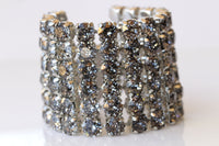 GRAY BRACELET,  Wedding Chunky Bracelet, Dark Grey Silver Formal Bracelet, Bridal Black Diamond Statement Bracelet, Woman Evening Jewelry