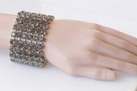 GRAY BRACELET,  Wedding Chunky Bracelet, Dark Grey Silver Formal Bracelet, Bridal Black Diamond Statement Bracelet, Woman Evening Jewelry