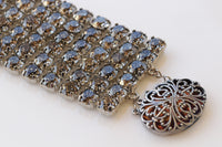 GRAY BRACELET,  Wedding Chunky Bracelet, Dark Grey Silver Formal Bracelet, Bridal Black Diamond Statement Bracelet, Woman Evening Jewelry