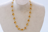 YELLOW GOLD NECKLACE, Crystals Necklace, Long Mustard Color Necklace, Casual Woman Necklace, Gift For Her, Christmas Jewelry