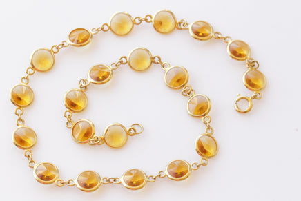 YELLOW GOLD NECKLACE, Crystals Necklace, Long Mustard Color Necklace, Casual Woman Necklace, Gift For Her, Christmas Jewelry