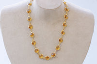 YELLOW GOLD NECKLACE, Crystals Necklace, Long Mustard Color Necklace, Casual Woman Necklace, Gift For Her, Christmas Jewelry
