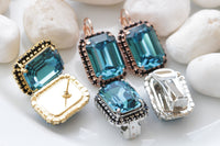 BLUE BLACK EARRINGS, Teal Blue Bridal Earrings, Geometric Earrings, Custom Earrings, Evening Elegant Clip on Earrings,Drop or Post Earrings