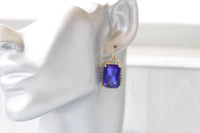 Royal Blue Earrings, Estate Turquoise jewelry, Large Turquoise earrings, Women Blue earrings, Vintage style earrings, Dark Sapphire Earrings