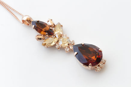 BROWN BRIDAL Earrings, Champagne Statement Earrings, Chocolate Rose Gold Earrings, Vintage Topaz Earrings For The Brides, Long Earrings