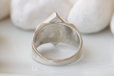 GREEN BLUE OPAL Ring, Unique Pinky Ring, Square Ring, Gift For Her, Silver Sterling Ring, Fire Opal Ring, Ring For Men, Unisex Opal Ring