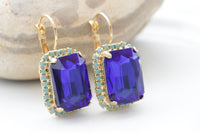 Royal Blue Earrings, Estate Turquoise jewelry, Large Turquoise earrings, Women Blue earrings, Vintage style earrings, Dark Sapphire Earrings