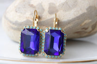 Royal Blue Earrings, Estate Turquoise jewelry, Large Turquoise earrings, Women Blue earrings, Vintage style earrings, Dark Sapphire Earrings