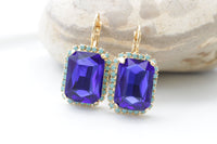 Royal Blue Earrings, Estate Turquoise jewelry, Large Turquoise earrings, Women Blue earrings, Vintage style earrings, Dark Sapphire Earrings