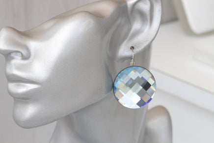 Light Blue Earrings, Leverback Drop Earrings, Aquamarine Earrings, Extra large Circle Earrings, Statement Bridal Simple Earrings, Gift Idea