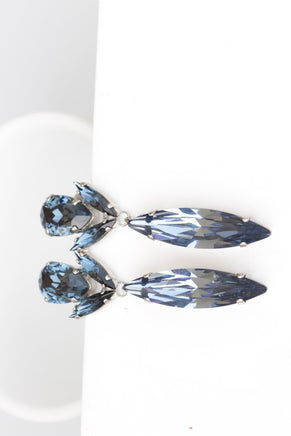 NAVY BLUE EARRINGS, Huge Statement Blue Earrings, Wedding Dark Blue Long Earrings, Bridal Navy Blue Earrings, Mother Of The Brides Jewelry