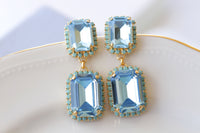 AQUAMARINE TURQUOISE EARRINGS, Blue Formal Wedding Earrings, Long Earrings, Light Blue Earrings, Art Deco Earrings, Bride Chandeliers Gift