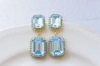 AQUAMARINE TURQUOISE EARRINGS, Blue Formal Wedding Earrings, Long Earrings, Light Blue Earrings, Art Deco Earrings, Bride Chandeliers Gift