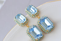 AQUAMARINE TURQUOISE EARRINGS, Blue Formal Wedding Earrings, Long Earrings, Light Blue Earrings, Art Deco Earrings, Bride Chandeliers Gift