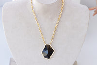 BLACK CHUNKY NECKLACE, Silver Black Necklace, Asymmetric Black Pendant Necklace, Unique Evening Necklace, Formal Statement Large Necklace