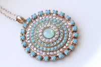 Blue bridal necklace, Turquoise And Mint pendant necklace, Bridesmaid jewelry gift, Turquoise necklace rose gold, Christmas Gift Idea