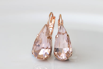 BLUSH MORGANITE EARRINGS, Teardrop Wedding Earring, Bridal Simple Earrings, Light Pink Drop Earrings, Minimalist Earrings,Bridal Shower Gift