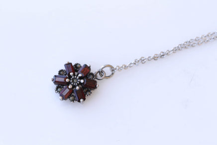 Garnet pendant , Antique necklace, Victorian necklace, Old sterling necklace, Vintage garnet sterling pendant,Garnet necklace,Antique garnet