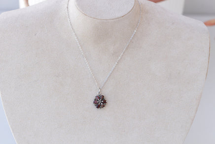 Garnet pendant , Antique necklace, Victorian necklace, Old sterling necklace, Vintage garnet sterling pendant,Garnet necklace,Antique garnet