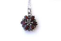Garnet pendant , Antique necklace, Victorian necklace, Old sterling necklace, Vintage garnet sterling pendant,Garnet necklace,Antique garnet